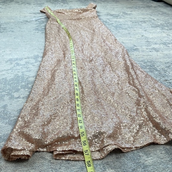 NWT Dessy Collection Off The Shoulder Sequin Trumpet Gown Dress Rose Gold 3011 - Picture 8 of 12